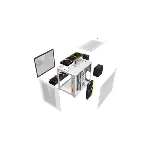 1STPLAYER SP7 White Mid Tower RGB Gaming Case