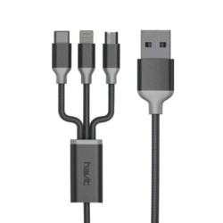 HAVIT H622 1.2M 3-IN-1 MICRO (ANDROID), LIGHTNING (iPHONE) & TYPE-C DATA & CHARGING CABLE