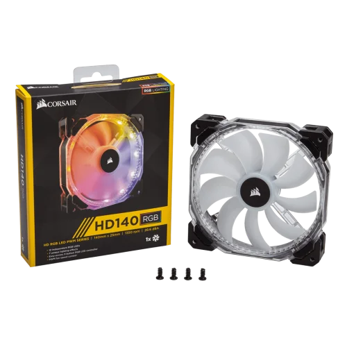 Corsair HD140 RGB LED High Performance 140mm PWM Fan Twin Pack With Controller