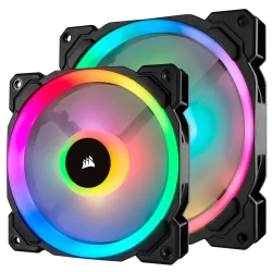 Corsair LL140 RGB 140mm Dual Light Loop RGB LED PWM Fan — 2 Fan Pack With Lighting Node PRO