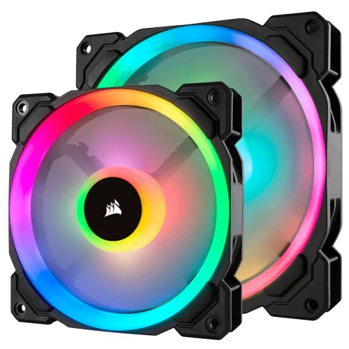Corsair LL140 RGB 140mm Dual Light Loop RGB LED PWM Fan — 2 Fan Pack With Lighting Node PRO