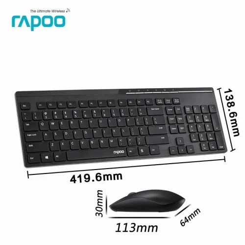 Rapoo X8100 Wireless Multimedia Keyboard & Mouse Combo Black