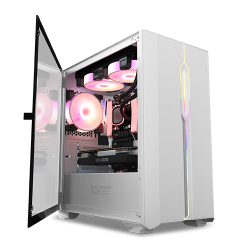 Aigo DarkFlash DLM23 Tempered Glass M-ATX Gaming Casing (White)