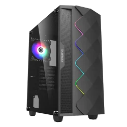 GAMEMAX BLACK DIAMOND A361 TEMPERED GLASS ATX GAMING CASE BLACK