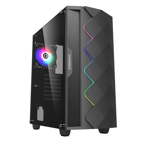 GAMEMAX BLACK DIAMOND A361 TEMPERED GLASS ATX GAMING CASE BLACK