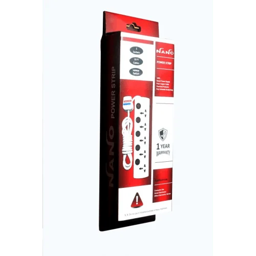 Nano MBS-405 5 Port 3 Pin Power Strip White