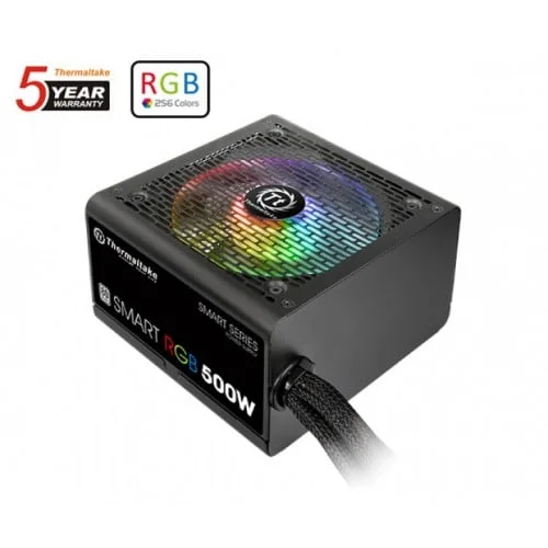 THERMALTAKE SMART RGB 500W Sleeve cable 80 Plus Power Supply with 5 Years Warranty