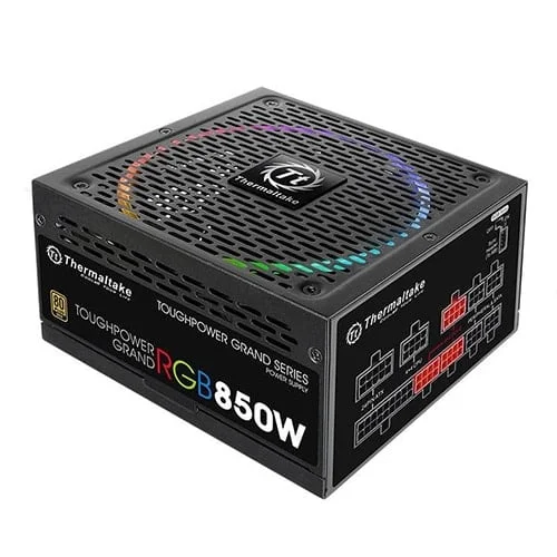 THERMALTAKE TOUGHPOWER GRAND RGB SYNC EDITION 850W FULL MODULAR 80 PLUS GOLD FLAT SLAVE CABLE POWER SUPPLY WITH 10 YEARS WARRANTY