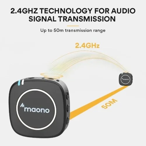 MAONO WM820 A2 Real-time Monitoring and Mute 2-Person Wireless Mic