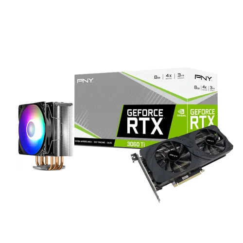 PNY GTX 3060 TI 6GB GRAPHICS CARD & GAMMAXX GT A-RGB CPU COOLER COMBO
