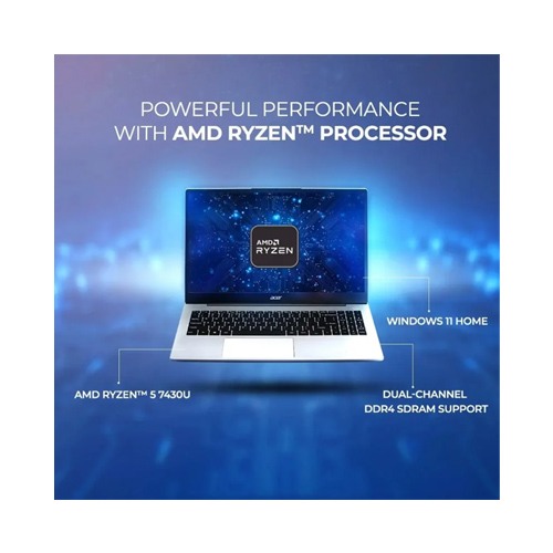 Acer Aspire 15 AS15-42-R5 Ryzen 5 7430U 8GB DDR4 3200MHz 512GB NVMe SSD 15.6 Inch FHD IPS Backlit 55Whr Pure Silver