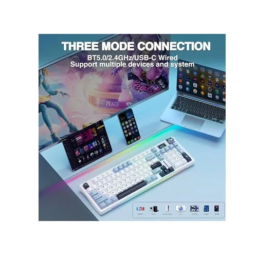 AULA S98 PRO Wireless Gasket Mounted Mechanical Keyboard with Knob & Display