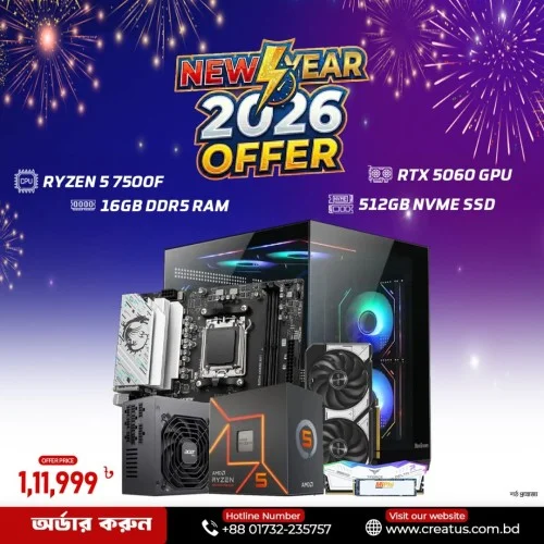 AMD Ryzen 5 7500F Gaming PC with ASUS Dual RTX 5060 Graphics Card