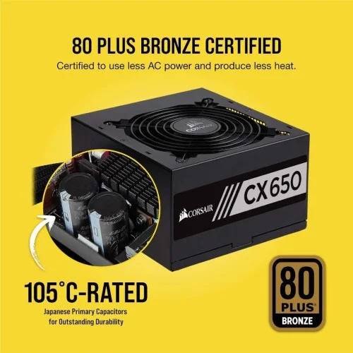 Corsair CX650 650W 80 Plus Bronze Certified Non-Modular ATX Power Supply