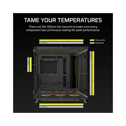 Corsair AIR 5400 RS-R ARGB Triple Chamber Mid-Tower PC Case Black