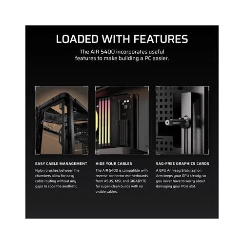 Corsair AIR 5400 RS-R ARGB Triple Chamber Mid-Tower PC Case Black