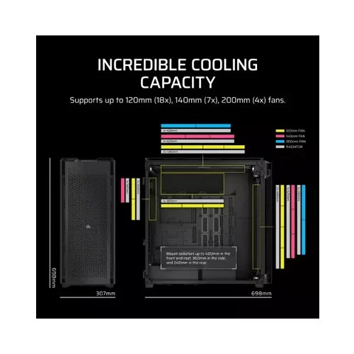 CORSAIR iCUE 9000D RGB Airflow Tower TG Case — Black