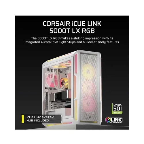 Corsair iCUE Link 5000T LX RGB Mid-Tower PC Case White