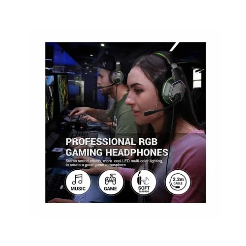 EKSA E1000 Noise Cancelling Wired 7.1 Surround USB Gaming Headset (Green)