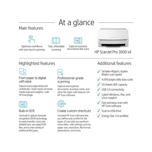 HP ScanJet Pro 3000 s4 Sheet-feed Scanner