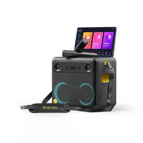 Ikarao Xtreme Break X2 All in One Karaoke Portable Bluetooth Speaker With Built-In 10 Inch Tablet And Wireless Microphone