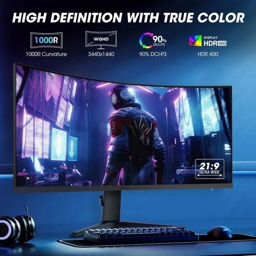 KOORUI 34E6UC 34 Inch 165Hz WQHD Curved Gaming Monitor