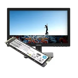 Lenovo D19-10 18.5 Inch HD HDMI VGA Monitor and HP EX900 PLUS 512GB M.2 PCIe NVMe Internal SSD Combo