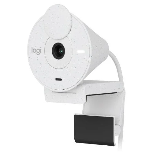 Logitech BRIO 300  Webcam with auto light correction, noise-reducing mic, 1080p, OFF WHITE