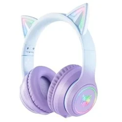 Onikuma B90 RGB Cat Ear Bluetooth 5.0 Wireless Gaming Headset, Purple
