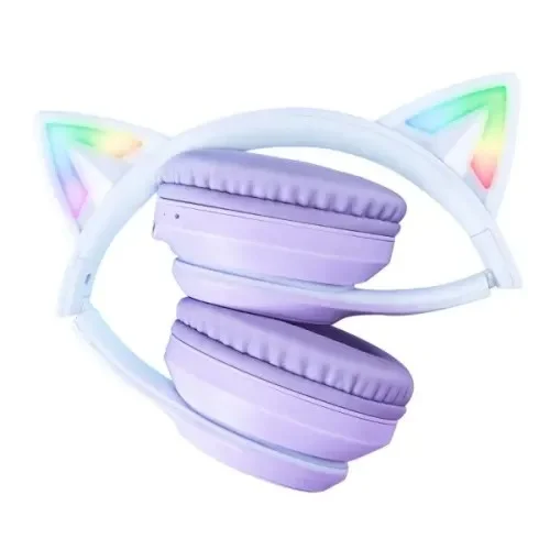 Onikuma B90 RGB Cat Ear Bluetooth 5.0 Wireless Gaming Headset, Purple