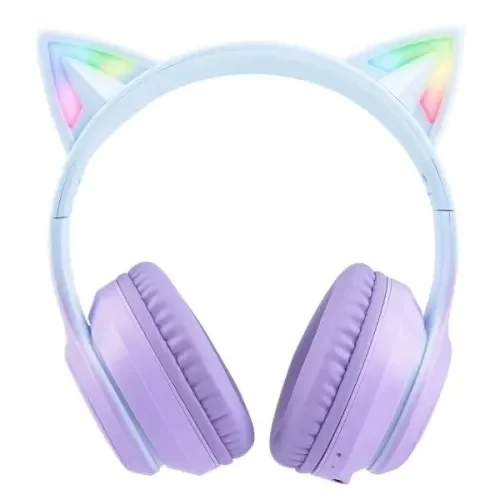 Onikuma B90 RGB Cat Ear Bluetooth 5.0 Wireless Gaming Headset, Purple