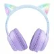 Onikuma B90 RGB Cat Ear Bluetooth 5.0 Wireless Gaming Headset, Purple