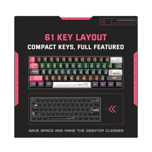 ONIKUMA G55 61 Keys RGB Colorful Lighting Wired Gaming Mechanical Keyboard
