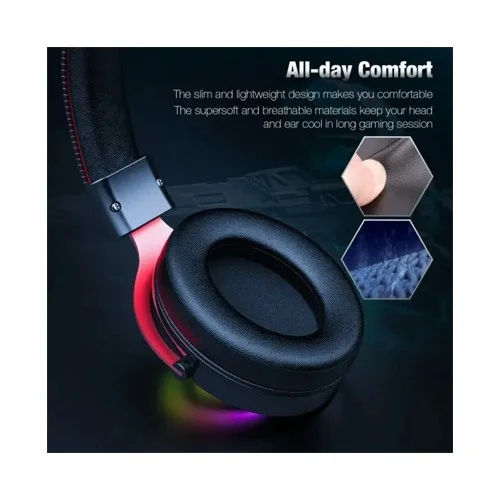 Onikuma X10 Ox Horn RGB Wired Professional Gaming Headset with Noise Cancellation Microphone (Black Red)