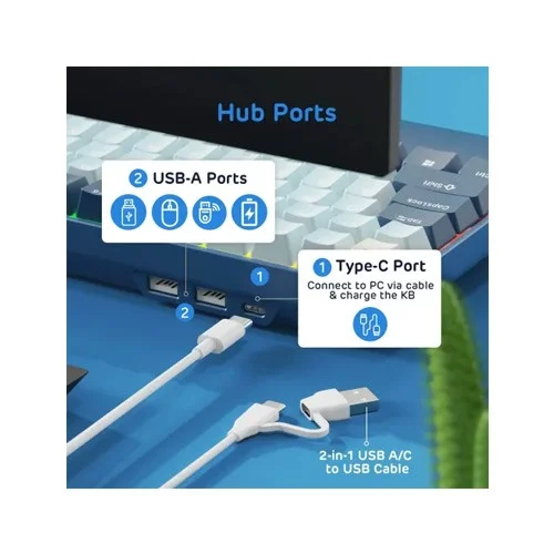 Royal Kludge RK96 RGB Hot-Swappable Tri-Mode Brown Switch Wireless Mechanical Keyboard