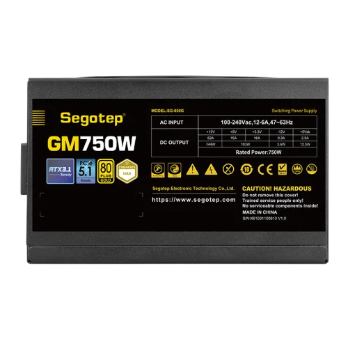 SEGOTEP GM750 750W 80 Plus Gold Full Modular PCIe 5.0 ATX 3.0 Power Supply