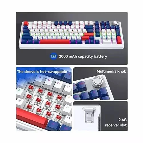 T-WOLF T78 Tri-Mode Wireless Gaming Mechanical Keyboard