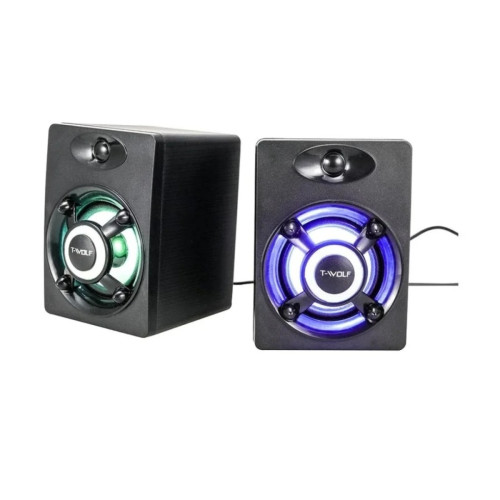 T-WOLF S1 RGB 2:0 Wired Black Gaming Speaker