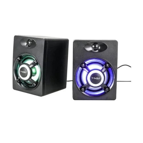 T-WOLF S1 RGB 2:0 Wired Black Gaming Speaker