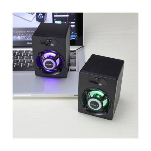 T-WOLF S1 RGB 2:0 Wired Black Gaming Speaker
