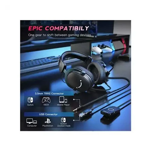 FIFINE AmpliGame H9 3.5mm 7.1 Surround Sound Headset with USB Control Box (Black)