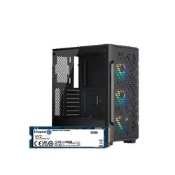 Corsair iCUE 220T RGB Airflow Mid-Tower Smart Casing And Kingston NV2 250GB M.2 PCIe Gen 4.0 NVMe SSD Combo