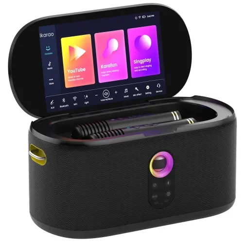 Ikarao Xtreme Break X1 All in One Karaoke Portable Bluetooth Speaker With Built-In 13 Inch Tablet And Wireless Microphone