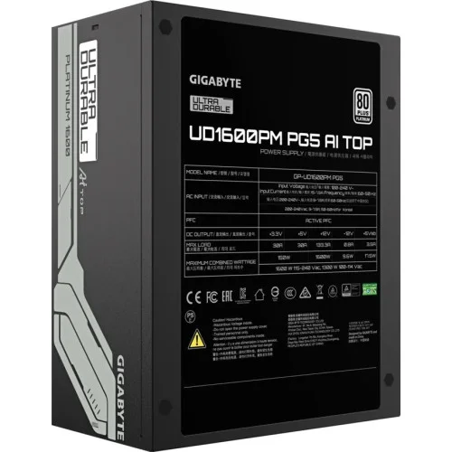 GIGABYTE UD1600PM PG5 AI TOP 1600W 80 PLUS Platinum Fully Modular Power Supply