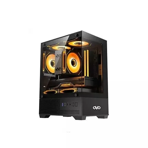 OVO CC219501-B 3X-ARGB Infinity Fan Ice Cube Button Control Mini-Tower Gaming Case