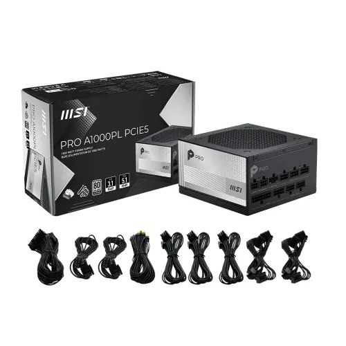 MSI PRO A1000PL PCIE5 1000W 80 PLUS Platinum Fully Modular Power Supply